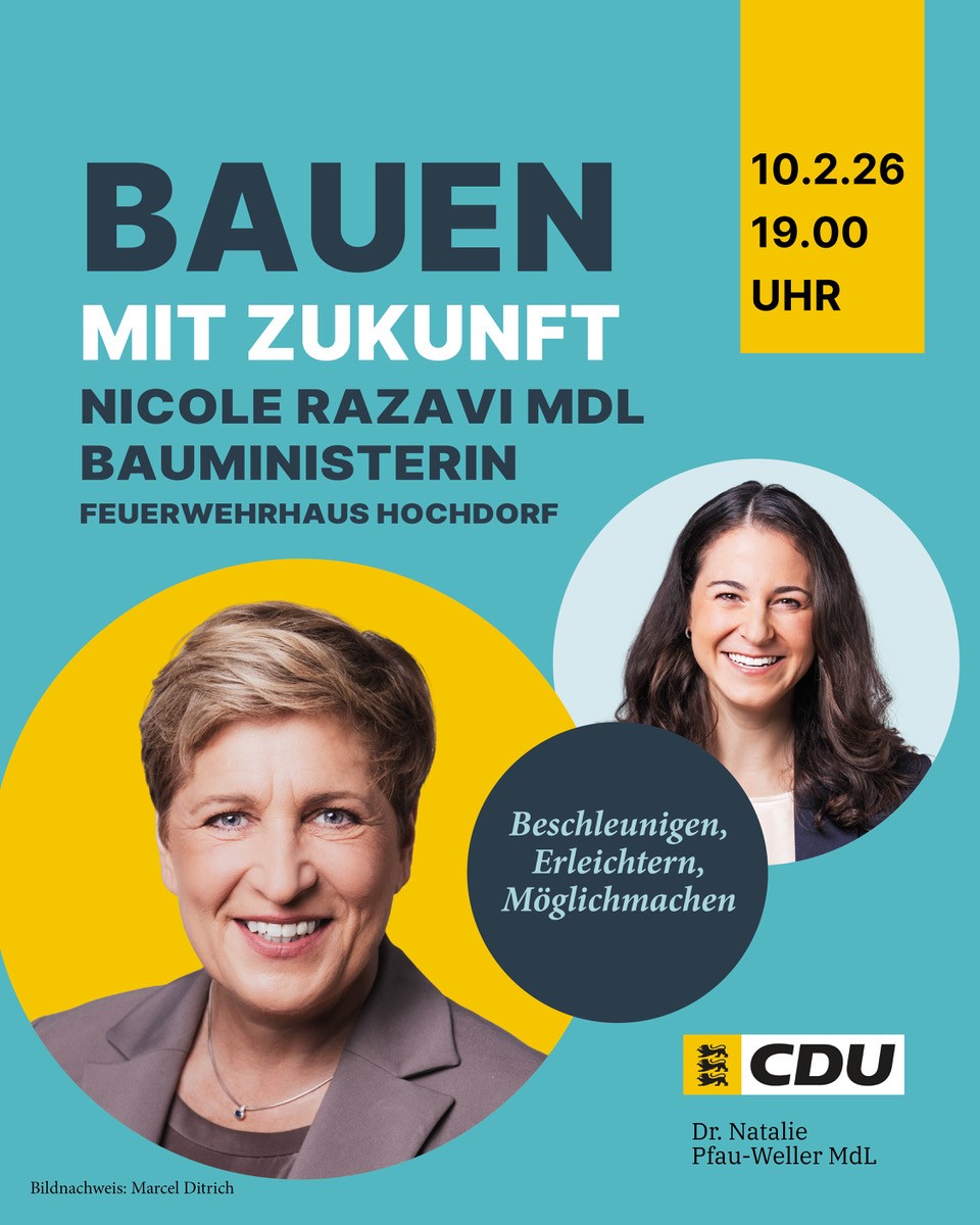 Bauministerin Nicole Razavi MdL zu Gast in Hochdorf - Veranstaltung "Bauen mit Zukunft"